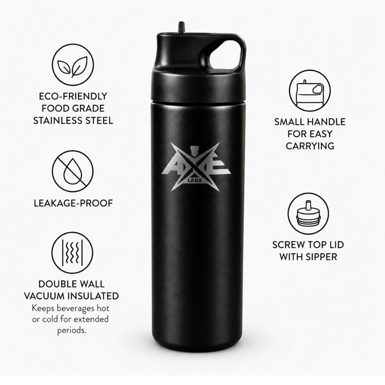 550ml Black Stainless Steel Sippy Bottle